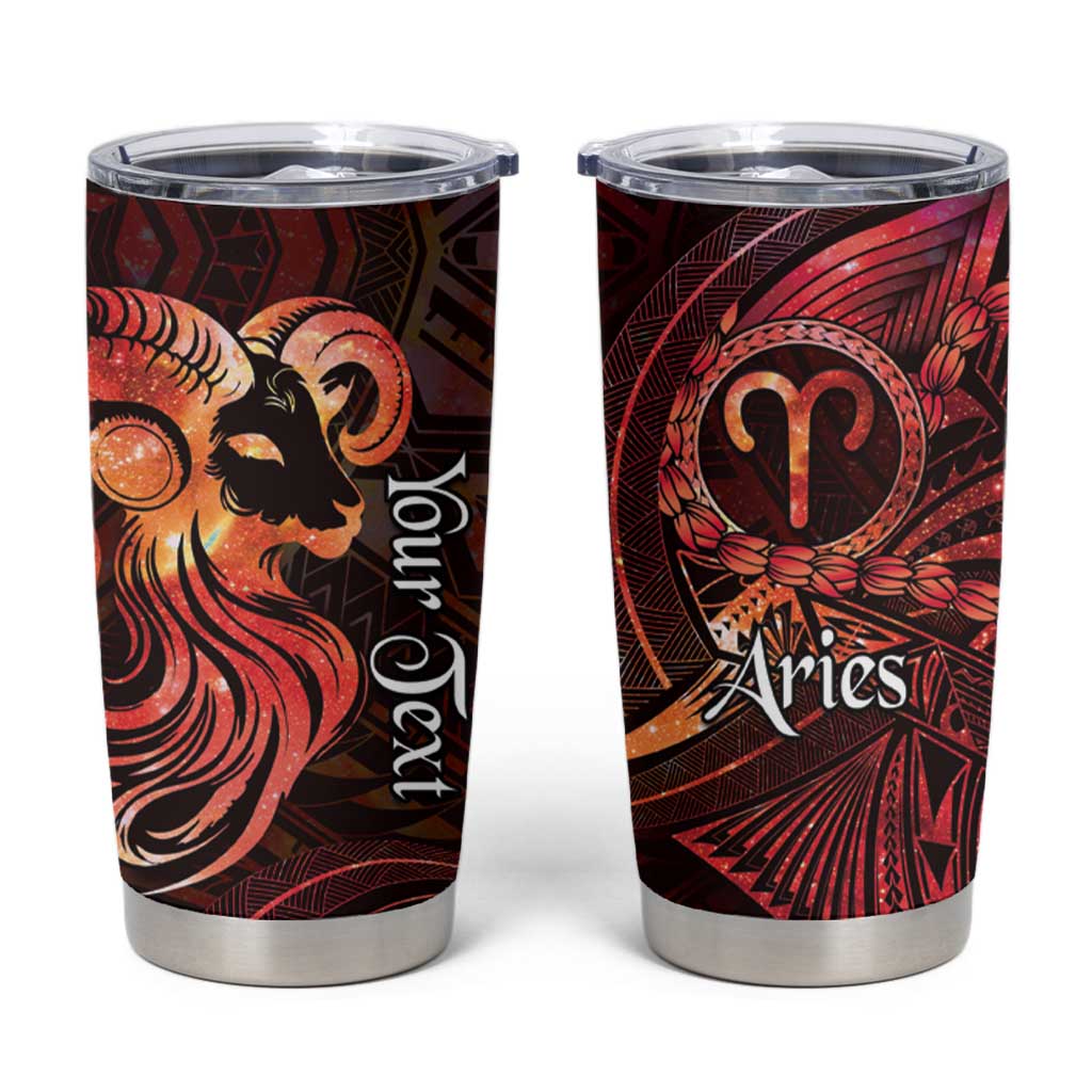 Personalised Polynesia Zodiac Aries Tumbler Cup Galaxy Polynesian Pattern Chest Tattoo Style