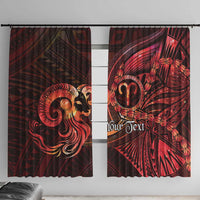 Personalised Polynesia Zodiac Aries Window Curtain Galaxy Polynesian Pattern Chest Tattoo Style