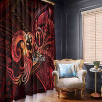 Personalised Polynesia Zodiac Aries Window Curtain Galaxy Polynesian Pattern Chest Tattoo Style