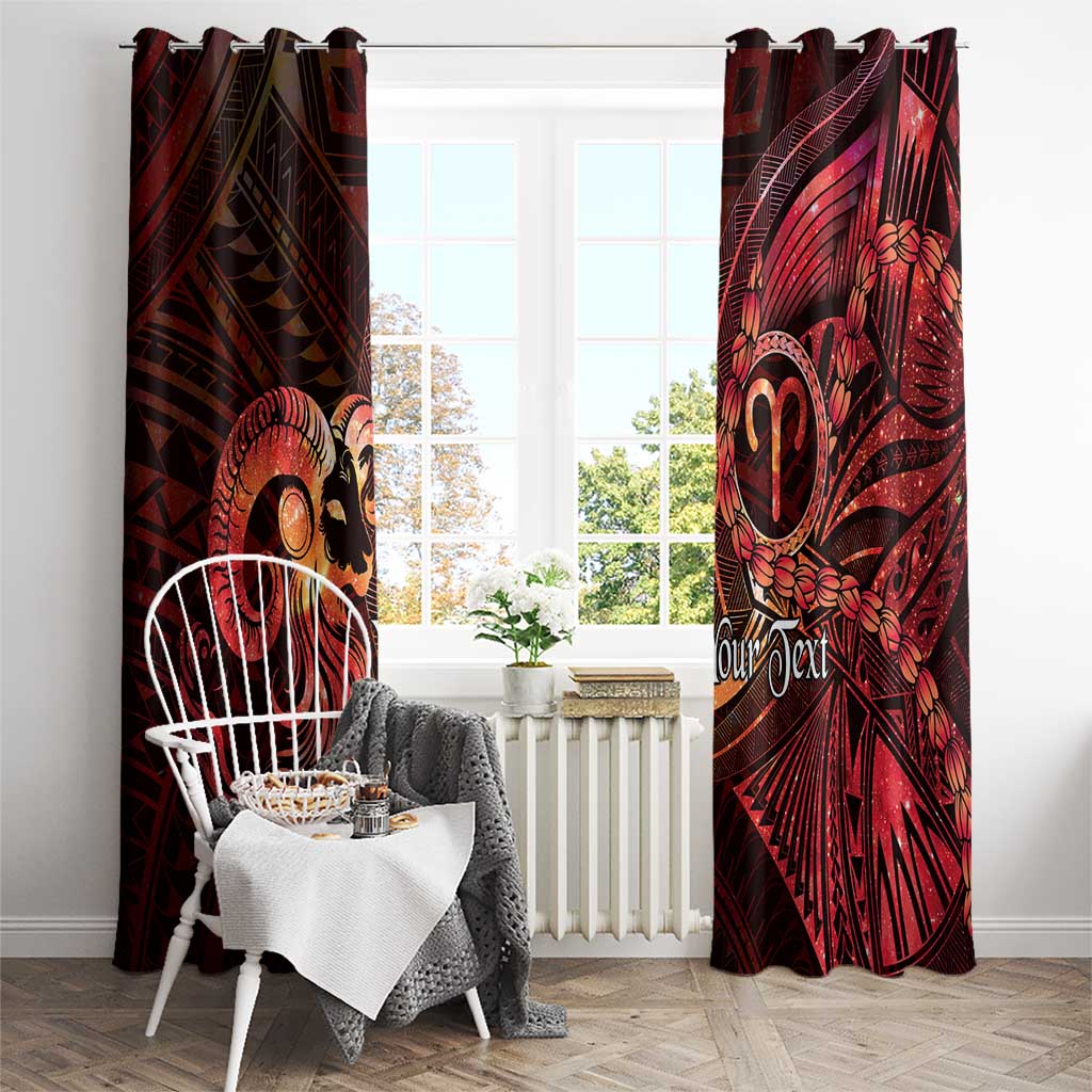 Personalised Polynesia Zodiac Aries Window Curtain Galaxy Polynesian Pattern Chest Tattoo Style