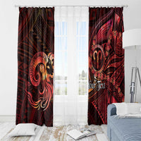 Personalised Polynesia Zodiac Aries Window Curtain Galaxy Polynesian Pattern Chest Tattoo Style
