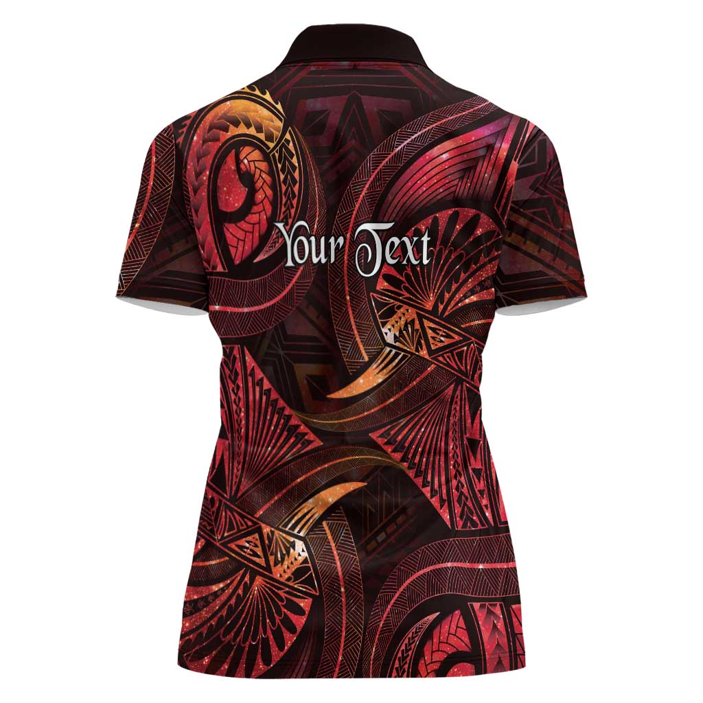Personalised Polynesia Zodiac Aries Women Polo Shirt Galaxy Polynesian Pattern Chest Tattoo Style