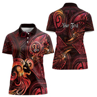 Personalised Polynesia Zodiac Aries Women Polo Shirt Galaxy Polynesian Pattern Chest Tattoo Style