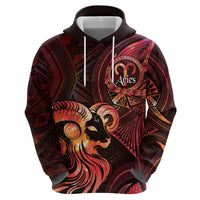 Personalised Polynesia Zodiac Aries Zip Hoodie Galaxy Polynesian Pattern Chest Tattoo Style