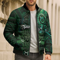 Personalised Polynesia Zodiac Taurus Bomber Puffer Jacket Galaxy Polynesian Pattern Chest Tattoo Style
