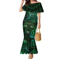 Personalised Polynesia Zodiac Taurus Family Matching Mermaid Dress and Hawaiian Shirt Galaxy Polynesian Pattern Chest Tattoo Style