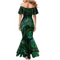 Personalised Polynesia Zodiac Taurus Family Matching Mermaid Dress and Hawaiian Shirt Galaxy Polynesian Pattern Chest Tattoo Style