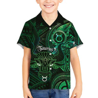 Personalised Polynesia Zodiac Taurus Family Matching Off The Shoulder Long Sleeve Dress and Hawaiian Shirt Galaxy Polynesian Pattern Chest Tattoo Style
