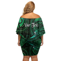 Personalised Polynesia Zodiac Taurus Family Matching Off Shoulder Short Dress and Hawaiian Shirt Galaxy Polynesian Pattern Chest Tattoo Style