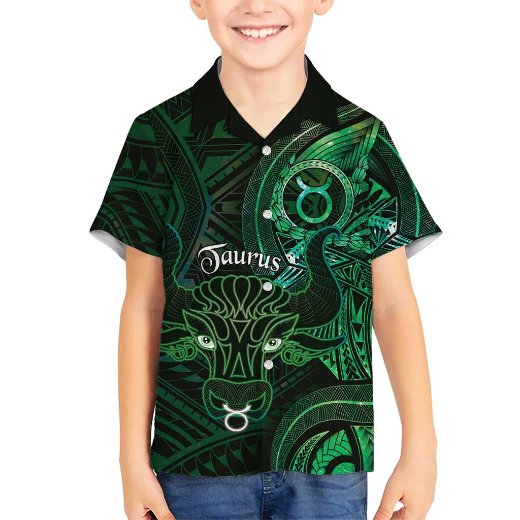 Personalised Polynesia Zodiac Taurus Family Matching Puletasi and Hawaiian Shirt Galaxy Polynesian Pattern Chest Tattoo Style