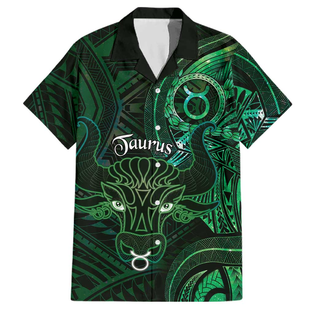 Personalised Polynesia Zodiac Taurus Family Matching Short Sleeve Bodycon Dress and Hawaiian Shirt Galaxy Polynesian Pattern Chest Tattoo Style