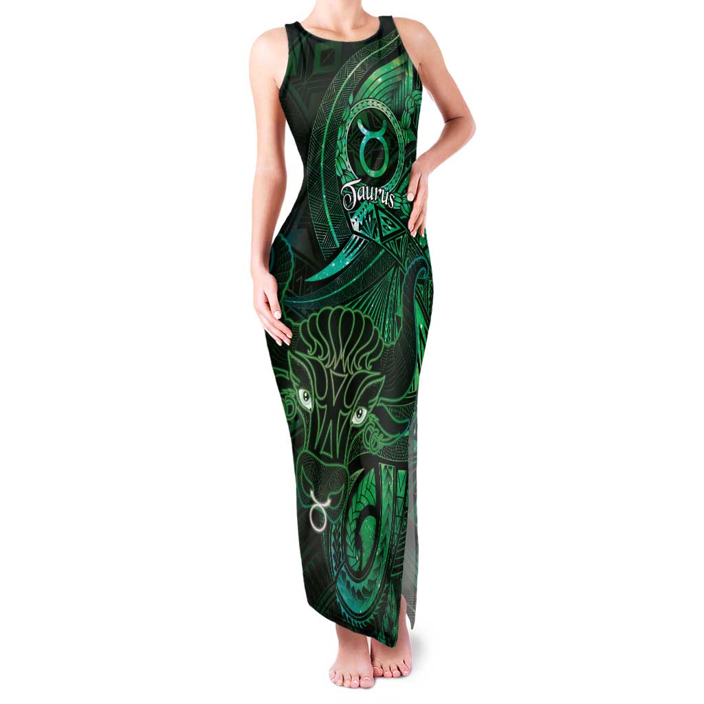 Personalised Polynesia Zodiac Taurus Family Matching Tank Maxi Dress and Hawaiian Shirt Galaxy Polynesian Pattern Chest Tattoo Style