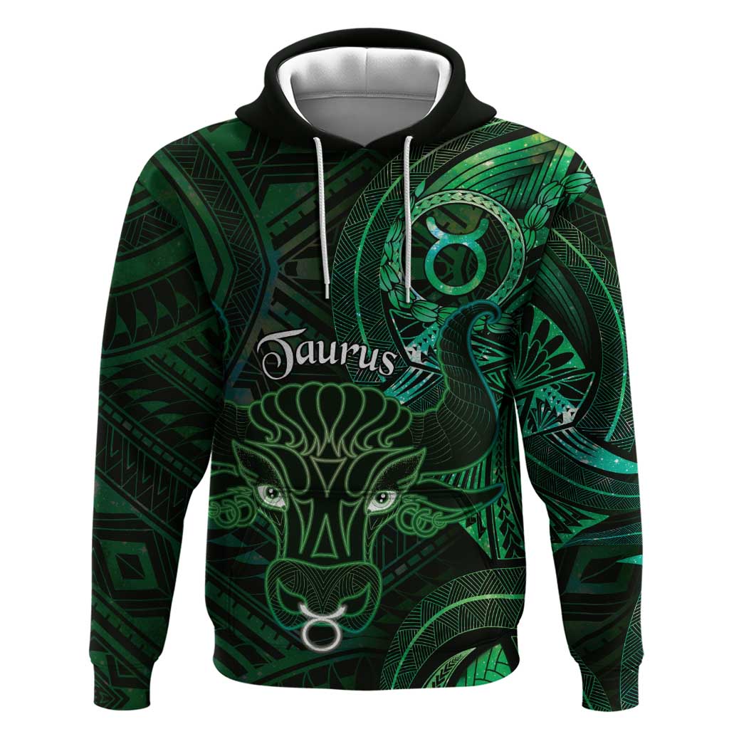 Personalised Polynesia Zodiac Taurus Hoodie Galaxy Polynesian Pattern Chest Tattoo Style
