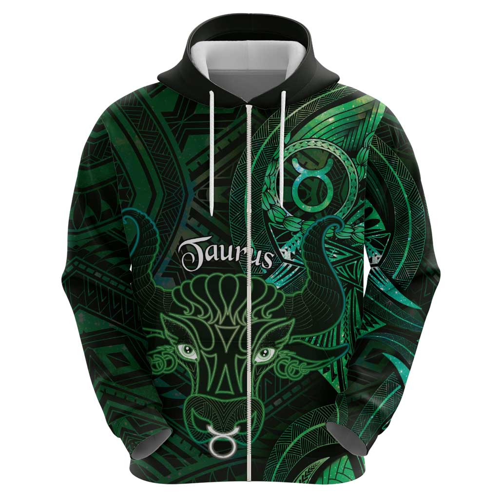 Personalised Polynesia Zodiac Taurus Hoodie Galaxy Polynesian Pattern Chest Tattoo Style