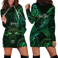 Personalised Polynesia Zodiac Taurus Hoodie Dress Galaxy Polynesian Pattern Chest Tattoo Style