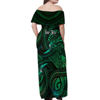 Personalised Polynesia Zodiac Taurus Off Shoulder Maxi Dress Galaxy Polynesian Pattern Chest Tattoo Style