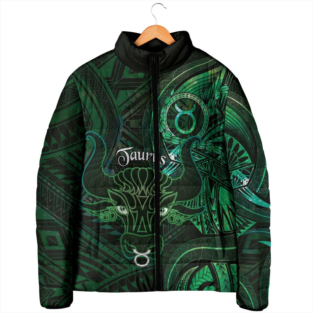 Personalised Polynesia Zodiac Taurus Padded Jacket Galaxy Polynesian Pattern Chest Tattoo Style