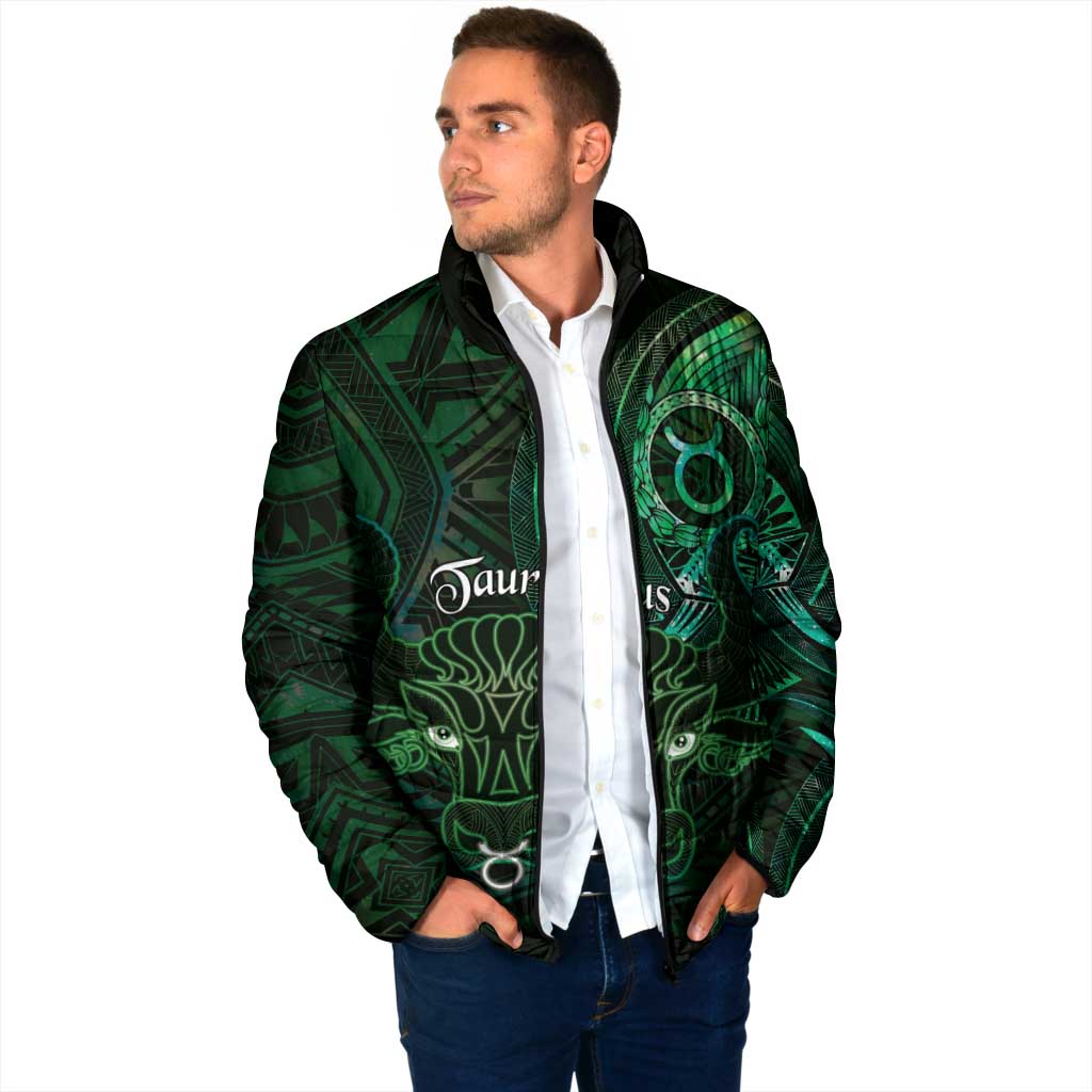 Personalised Polynesia Zodiac Taurus Padded Jacket Galaxy Polynesian Pattern Chest Tattoo Style