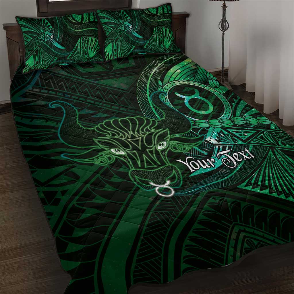 Personalised Polynesia Zodiac Taurus Quilt Bed Set Galaxy Polynesian Pattern Chest Tattoo Style