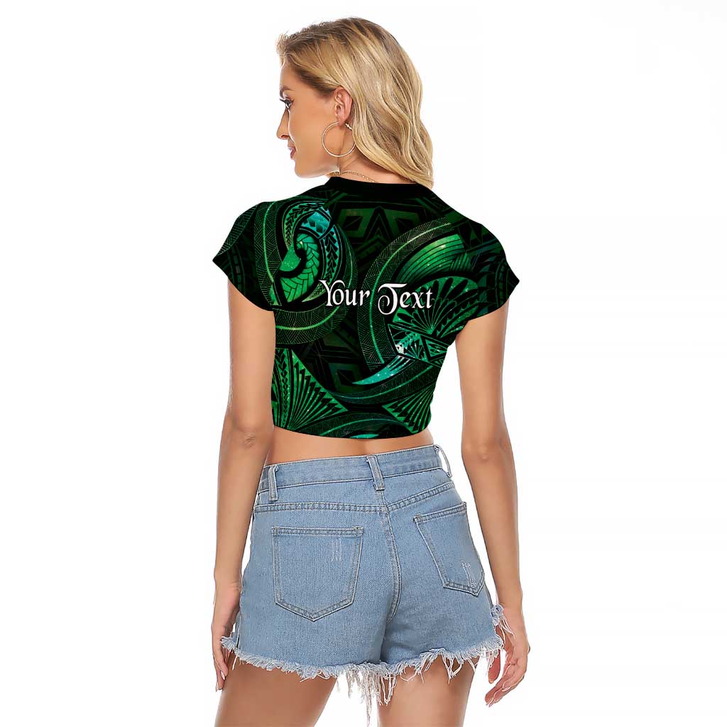 Personalised Polynesia Zodiac Taurus Raglan Cropped T Shirt Galaxy Polynesian Pattern Chest Tattoo Style