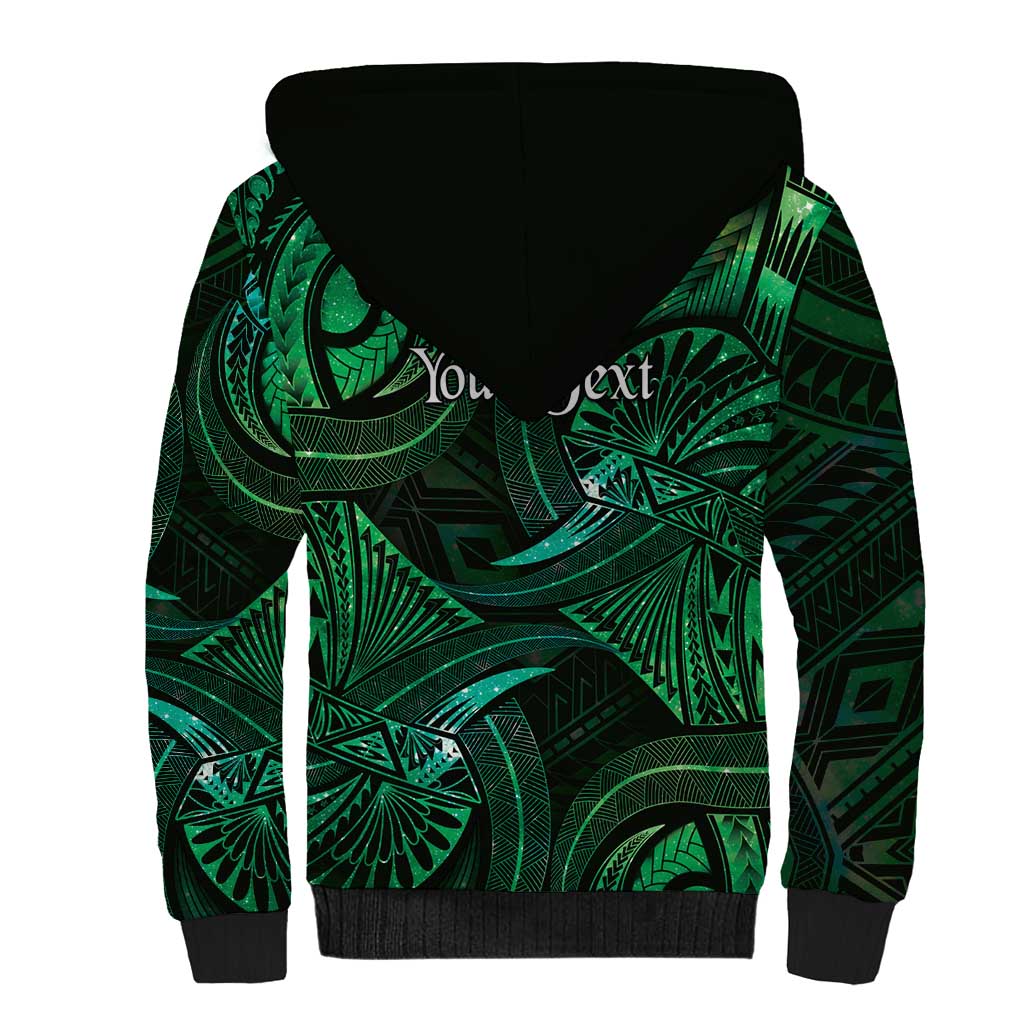 Personalised Polynesia Zodiac Taurus Sherpa Hoodie Galaxy Polynesian Pattern Chest Tattoo Style