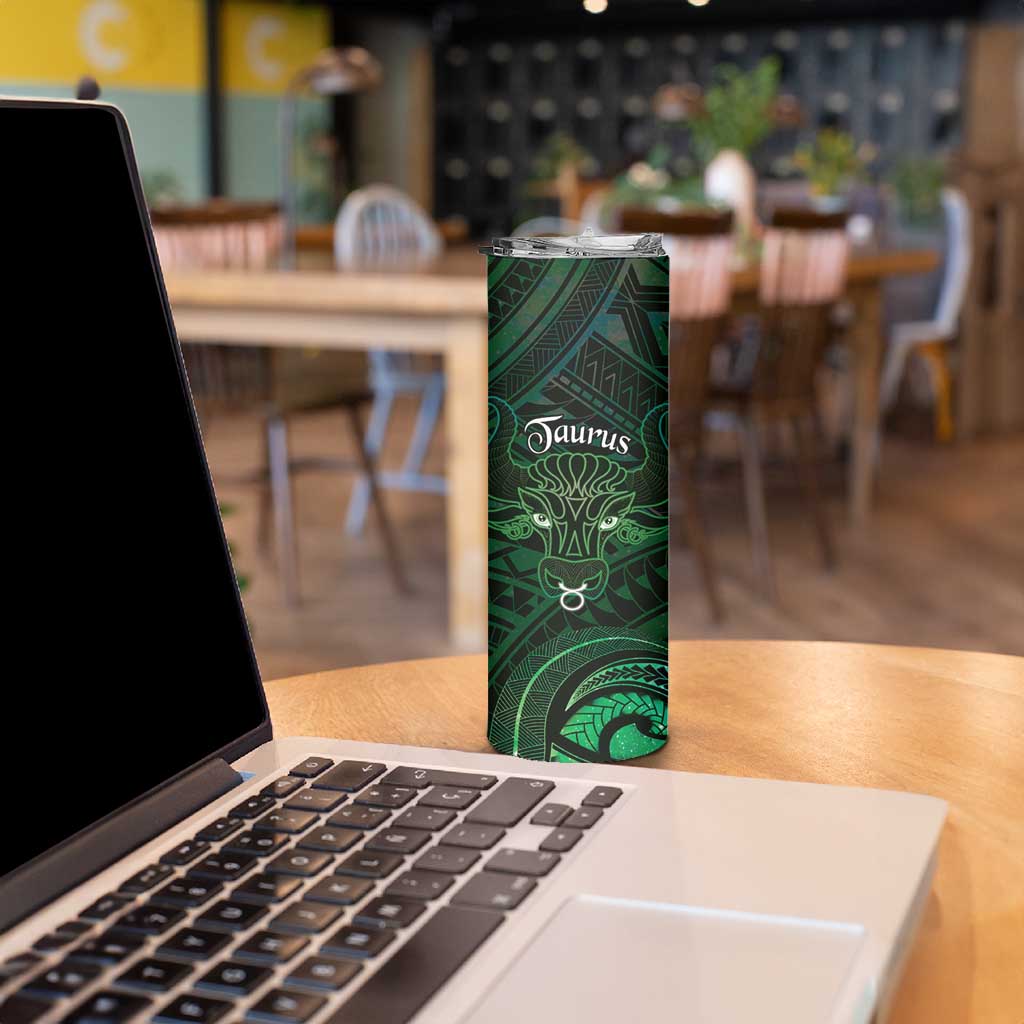 Personalised Polynesia Zodiac Taurus Skinny Tumbler Galaxy Polynesian Pattern Chest Tattoo Style