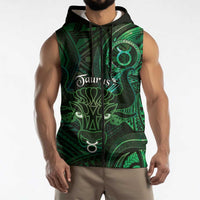Personalised Polynesia Zodiac Taurus Sleeveless Zip Hoodie Galaxy Polynesian Pattern Chest Tattoo Style