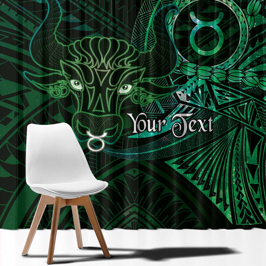 Personalised Polynesia Zodiac Taurus Window Curtain Galaxy Polynesian Pattern Chest Tattoo Style