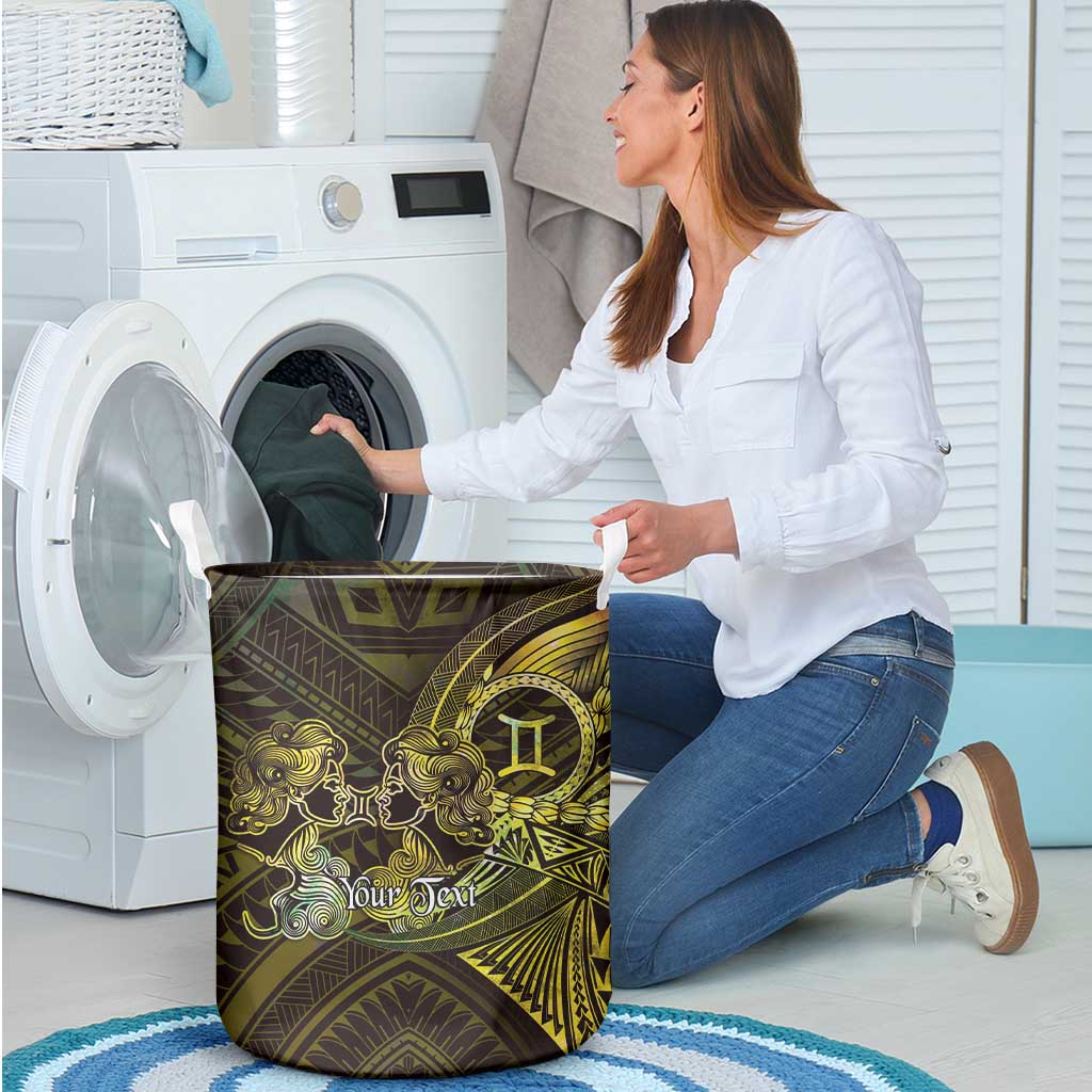 Personalised Polynesia Zodiac Gemini Laundry Basket Galaxy Polynesian Pattern Chest Tattoo Style