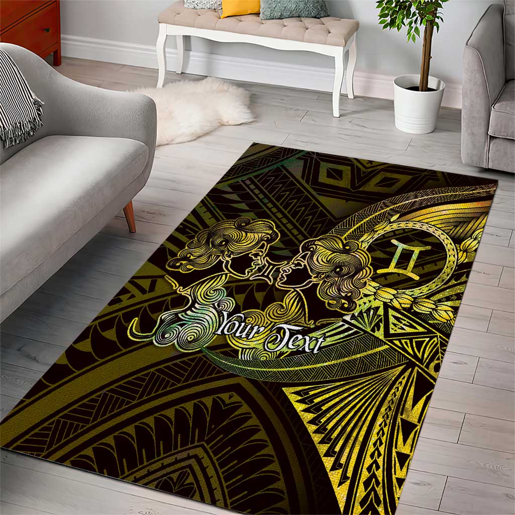 Personalised Polynesia Zodiac Gemini Area Rug Galaxy Polynesian Pattern Chest Tattoo Style