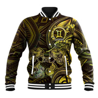 Personalised Polynesia Zodiac Gemini Baseball Jacket Galaxy Polynesian Pattern Chest Tattoo Style
