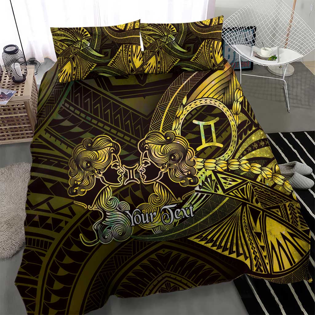 Personalised Polynesia Zodiac Gemini Bedding Set Galaxy Polynesian Pattern Chest Tattoo Style
