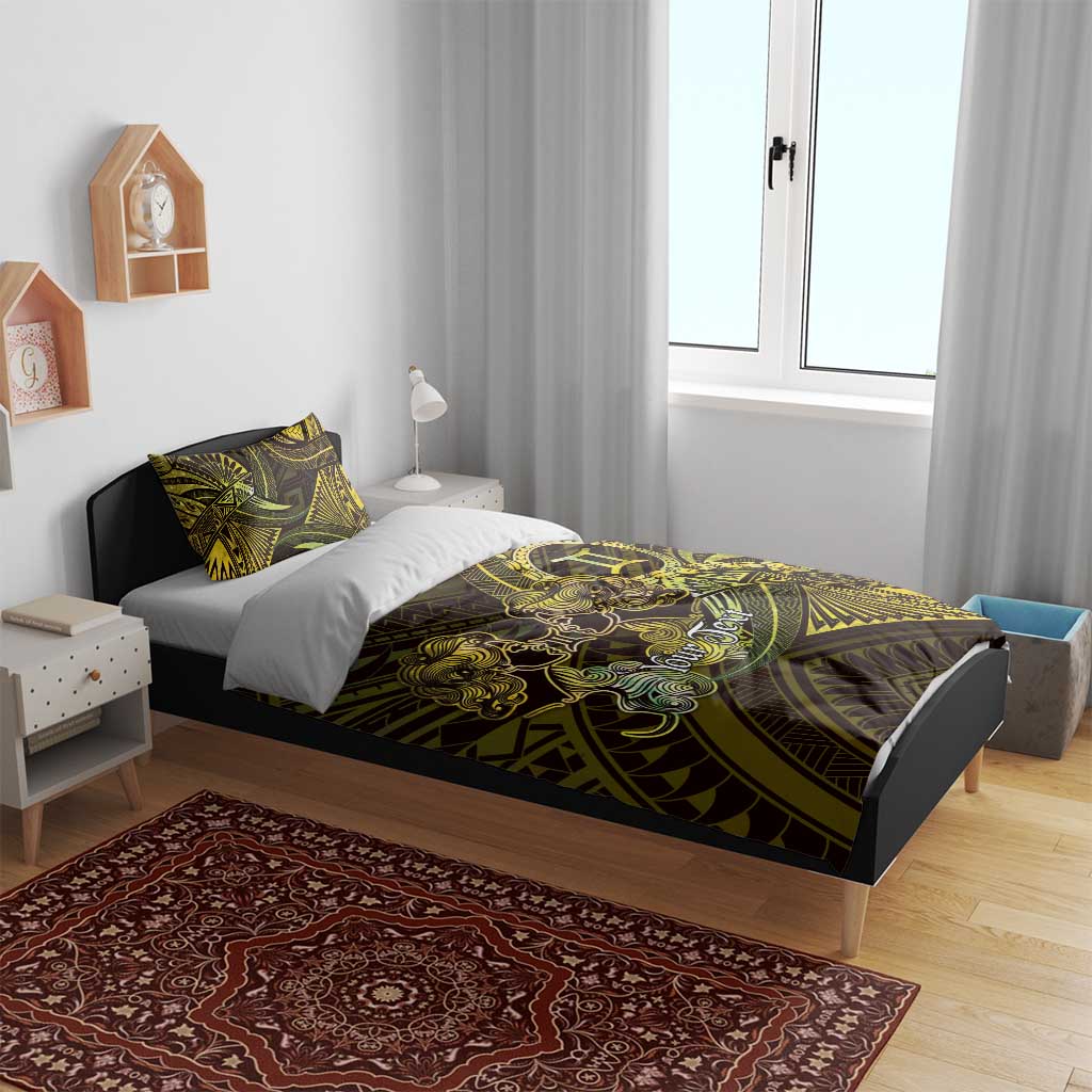 Personalised Polynesia Zodiac Gemini Bedding Set Galaxy Polynesian Pattern Chest Tattoo Style