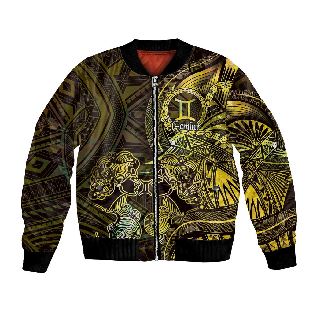 Personalised Polynesia Zodiac Gemini Bomber Jacket Galaxy Polynesian Pattern Chest Tattoo Style