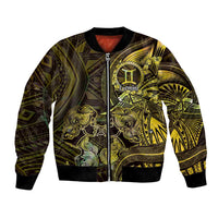 Personalised Polynesia Zodiac Gemini Bomber Jacket Galaxy Polynesian Pattern Chest Tattoo Style