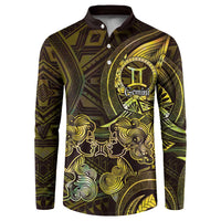 Personalised Polynesia Zodiac Gemini Button Sweatshirt Galaxy Polynesian Pattern Chest Tattoo Style