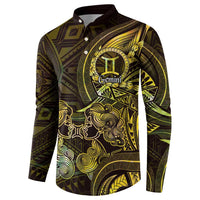 Personalised Polynesia Zodiac Gemini Button Sweatshirt Galaxy Polynesian Pattern Chest Tattoo Style