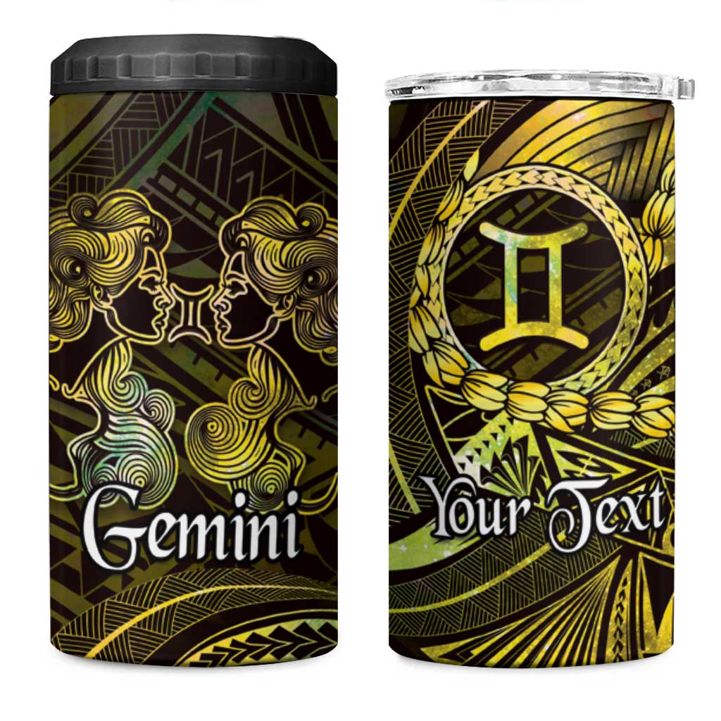 Personalised Polynesia Zodiac Gemini 4 in 1 Can Cooler Tumbler Galaxy Polynesian Pattern Chest Tattoo Style