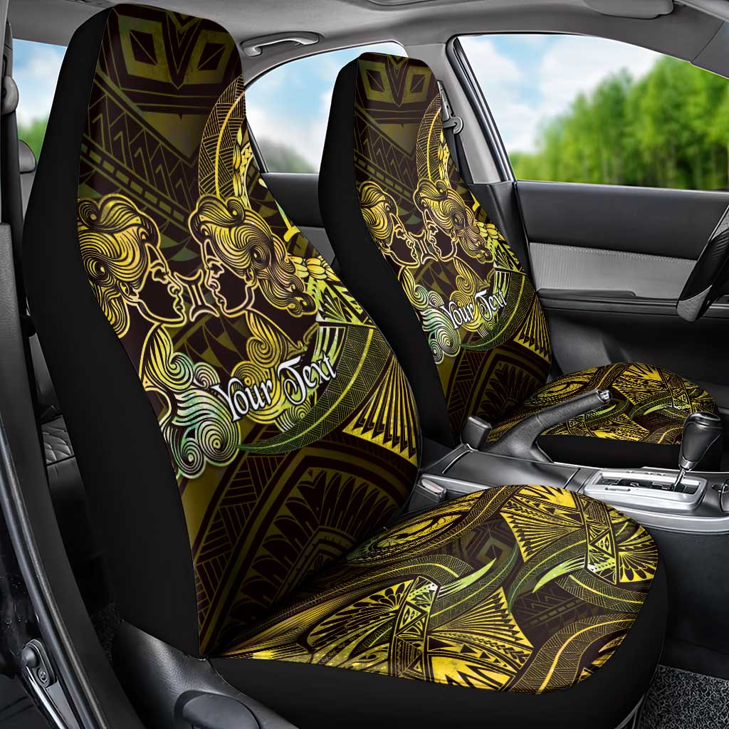 Personalised Polynesia Zodiac Gemini Car Seat Cover Galaxy Polynesian Pattern Chest Tattoo Style