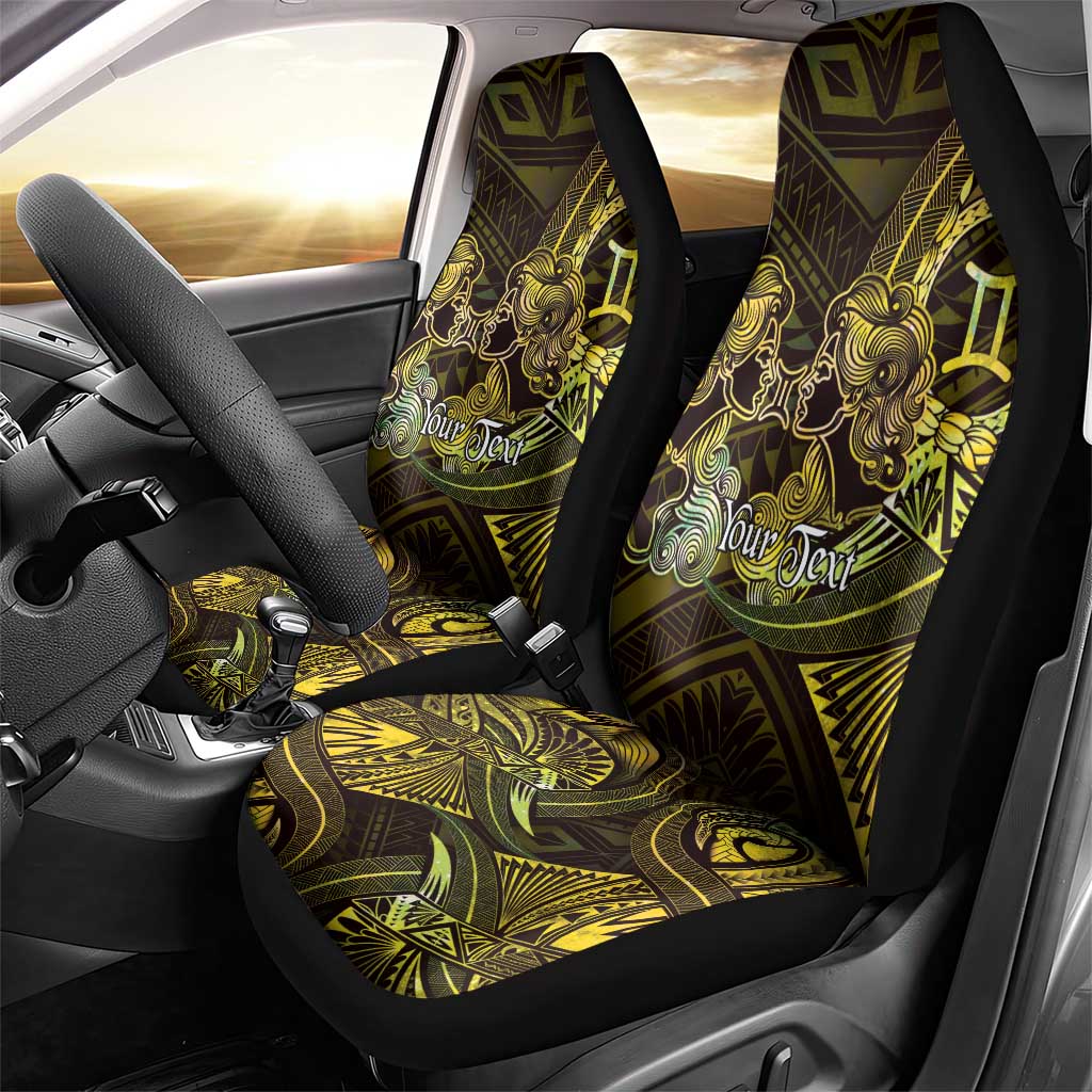 Personalised Polynesia Zodiac Gemini Car Seat Cover Galaxy Polynesian Pattern Chest Tattoo Style