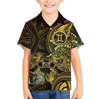 Personalised Polynesia Zodiac Gemini Family Matching Summer Maxi Dress and Hawaiian Shirt Galaxy Polynesian Pattern Chest Tattoo Style