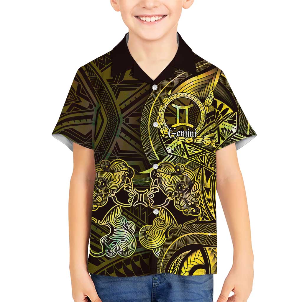Personalised Polynesia Zodiac Gemini Family Matching Tank Maxi Dress and Hawaiian Shirt Galaxy Polynesian Pattern Chest Tattoo Style