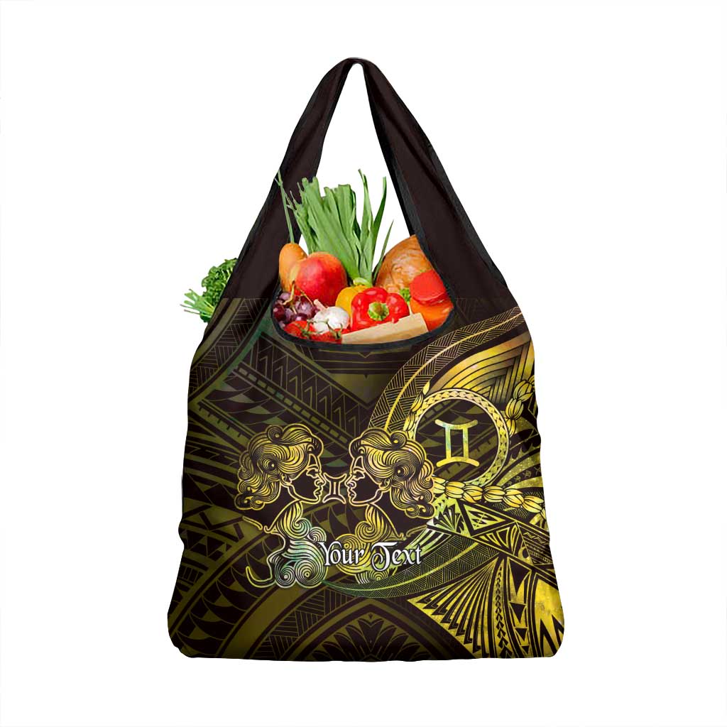 Personalised Polynesia Zodiac Gemini Grocery Bag Galaxy Polynesian Pattern Chest Tattoo Style