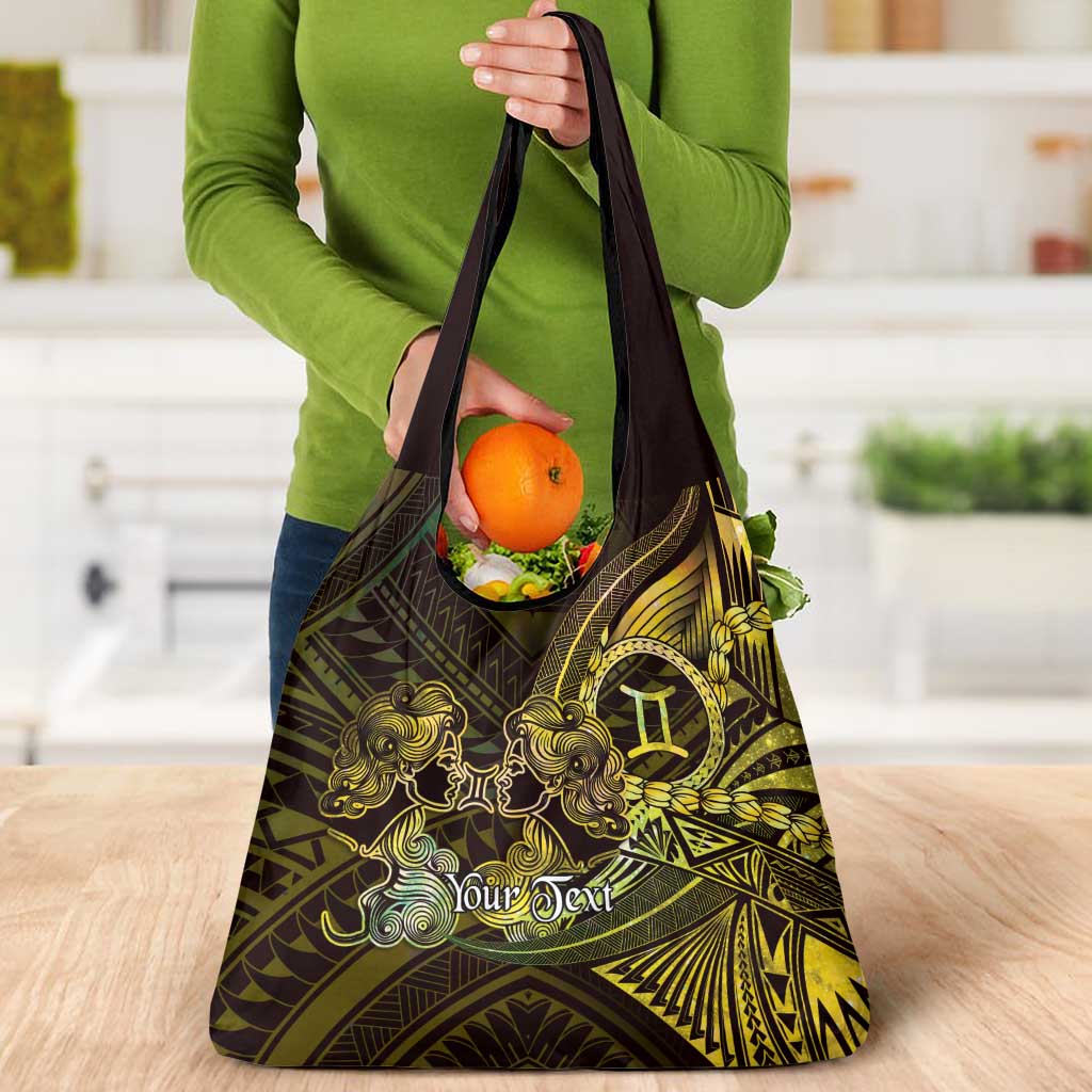 Personalised Polynesia Zodiac Gemini Grocery Bag Galaxy Polynesian Pattern Chest Tattoo Style