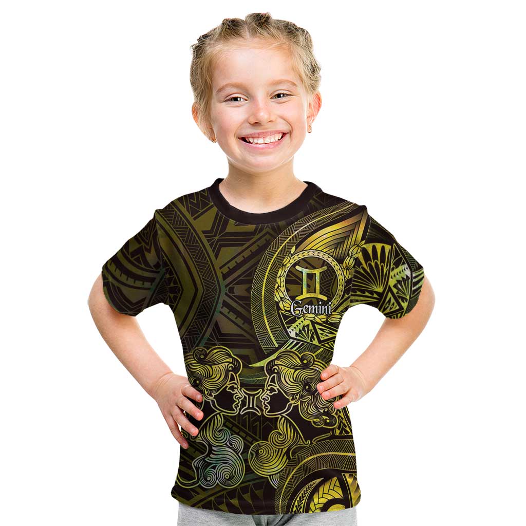 Personalised Polynesia Zodiac Gemini Kid T Shirt Galaxy Polynesian Pattern Chest Tattoo Style