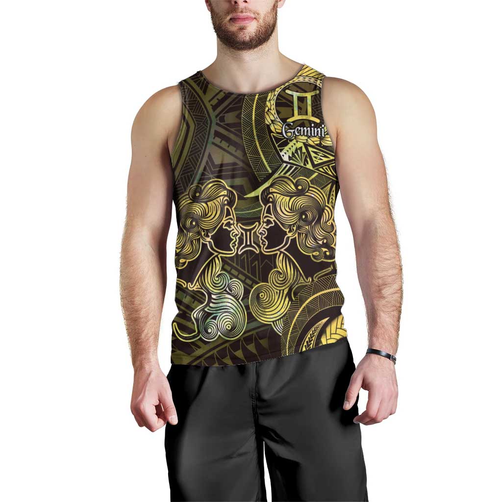 Personalised Polynesia Zodiac Gemini Men Tank Top Galaxy Polynesian Pattern Chest Tattoo Style