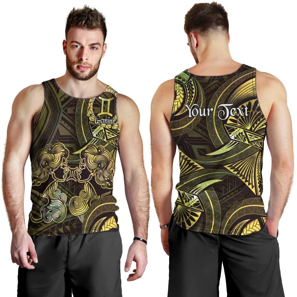 Personalised Polynesia Zodiac Gemini Men Tank Top Galaxy Polynesian Pattern Chest Tattoo Style