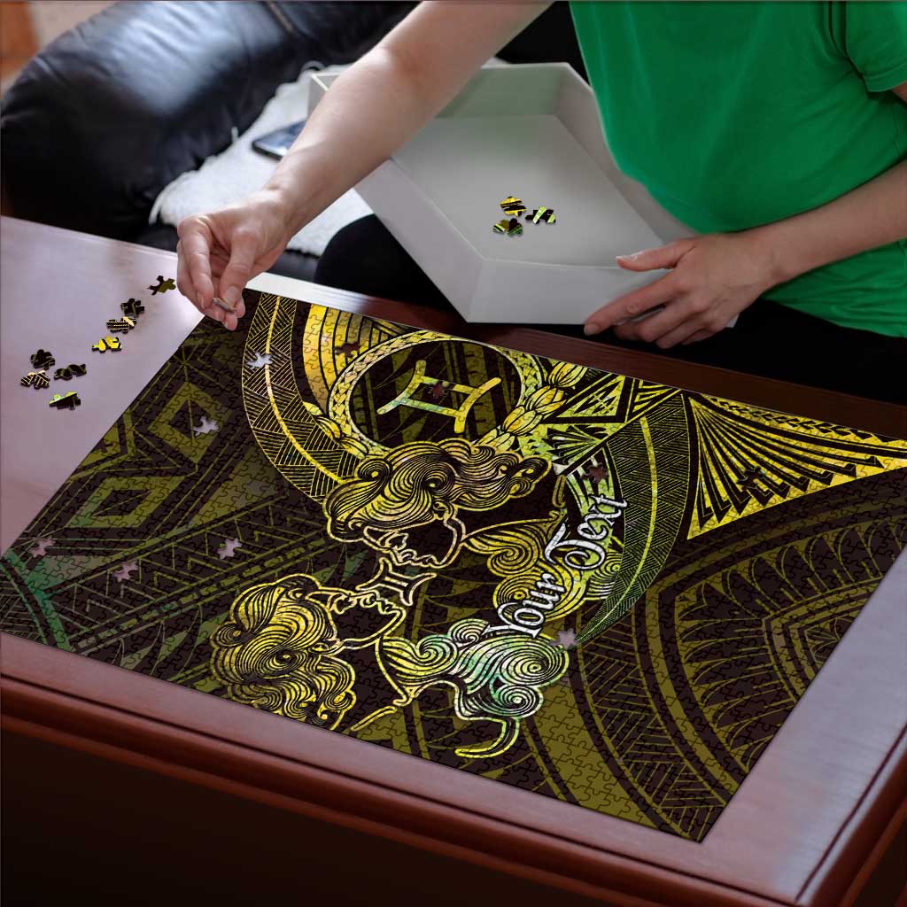 Personalised Polynesia Zodiac Gemini Puzzle Galaxy Polynesian Pattern Chest Tattoo Style