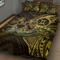 Personalised Polynesia Zodiac Gemini Quilt Bed Set Galaxy Polynesian Pattern Chest Tattoo Style