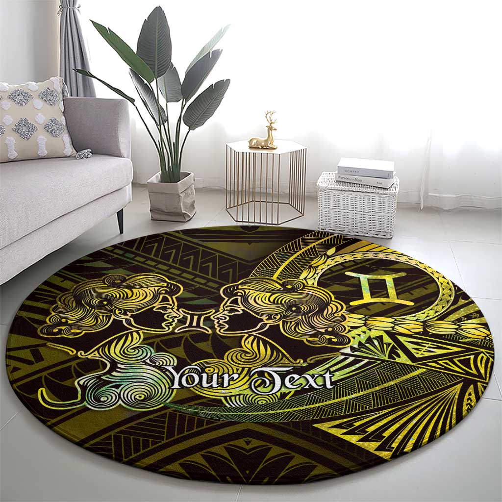 Personalised Polynesia Zodiac Gemini Round Carpet Galaxy Polynesian Pattern Chest Tattoo Style